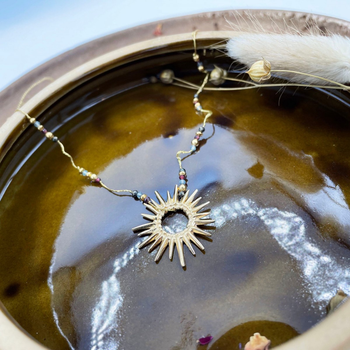 Collier Claudine Améthyste/grenat/hessonite plaqué or - photo 46