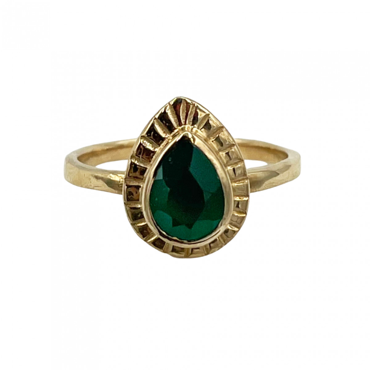 Bague dorée texturée et onyx verte T 54 - photo 18