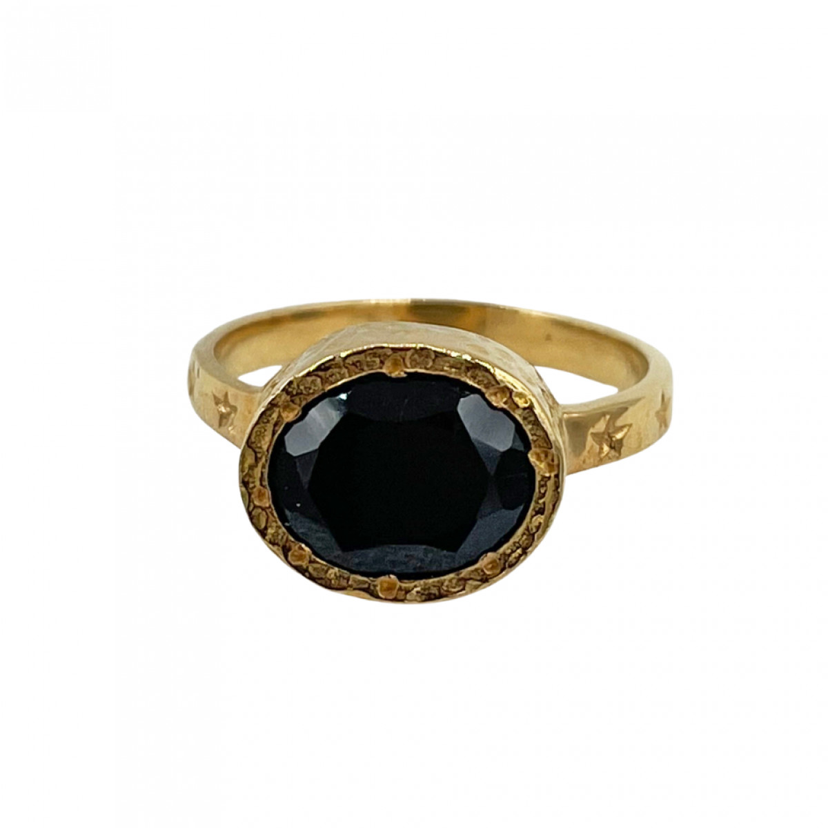 Bague dorée texturée et onyx verte T 54 - photo 38