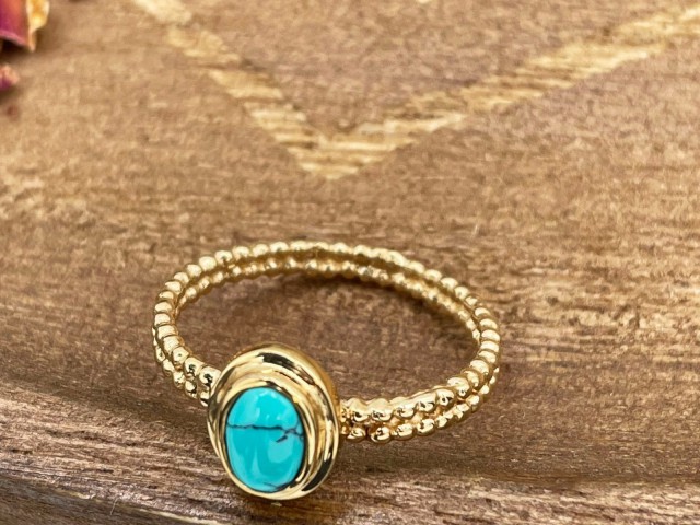 Bague dorée et turquoise T 54 - photo 11