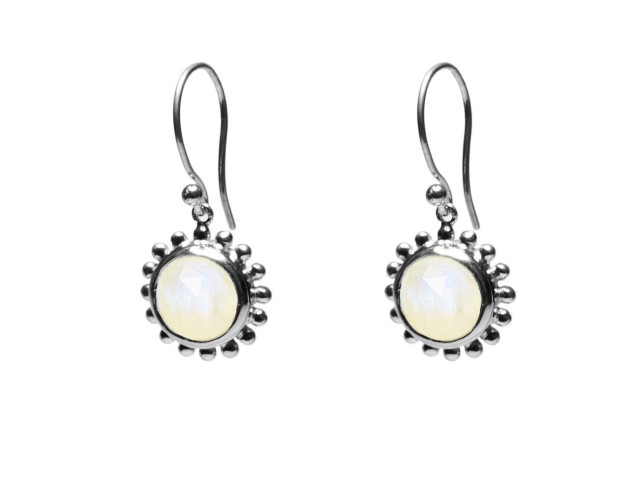 Boucles Soleil et pierre argent Rainbow Moonstone - photo 10