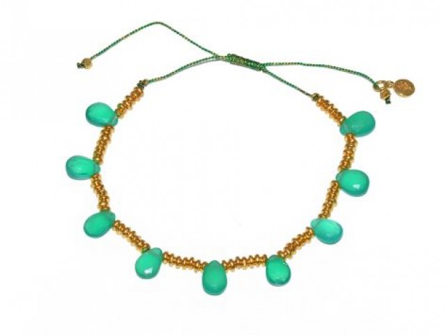 Bracelet cordon vert et onyx verte - photo 10