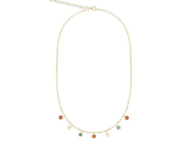 Collier Claudine Aventurine/hessonite/pierre de soleil plaqué or - photo 10