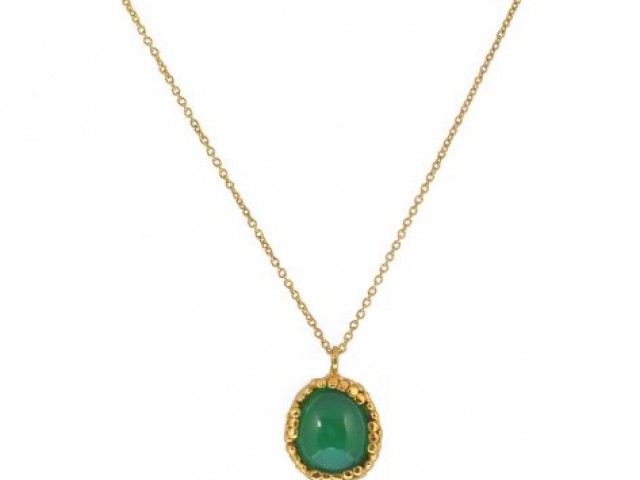 Collier doré et onyx verte - photo 11