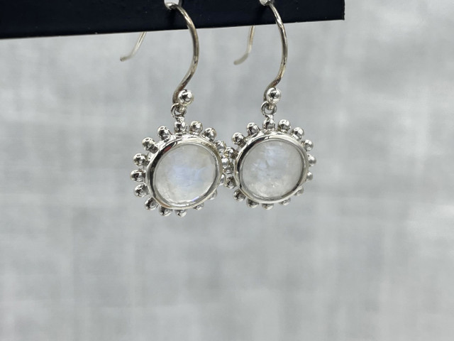 Boucles Soleil et pierre argent Rainbow Moonstone - photo 11