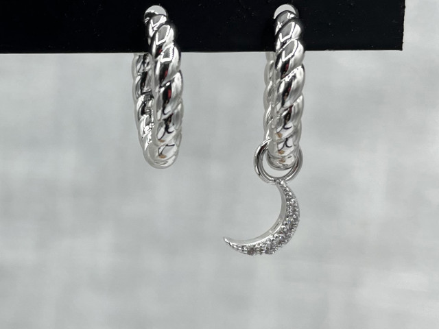 Boucles Twisty et son grigri Baby Moon argenté - photo 11