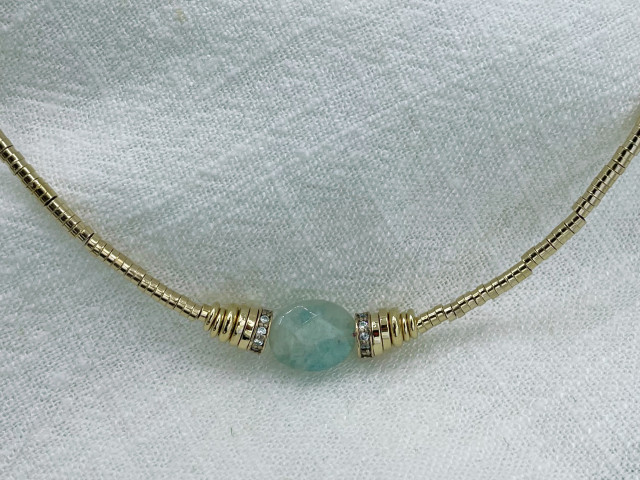 Collier ras de cou perles et Amazonite Lucinda - photo 11