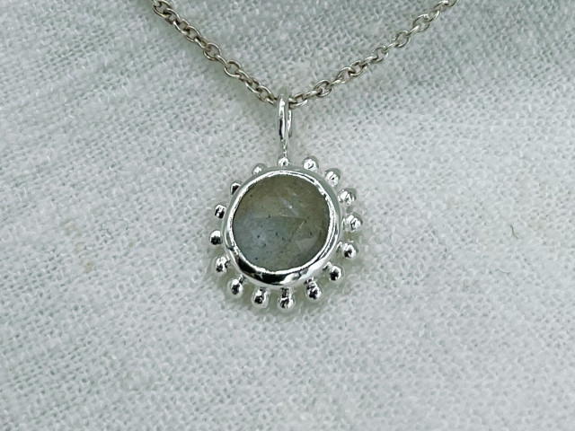 Collier pendantif soleil argent labradorite - photo 11