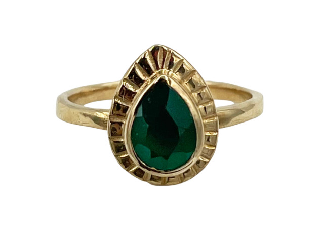 Bague dorée goutte onyx verte T 52 - photo 10