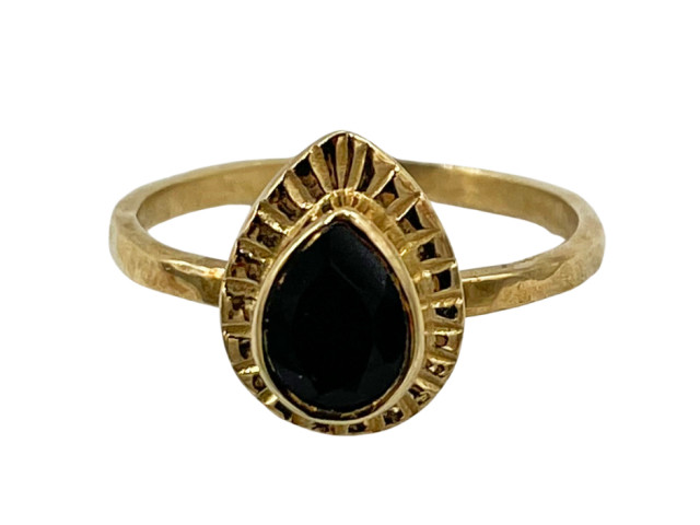 Bague dorée goutte onyx noire T 54 - photo 10